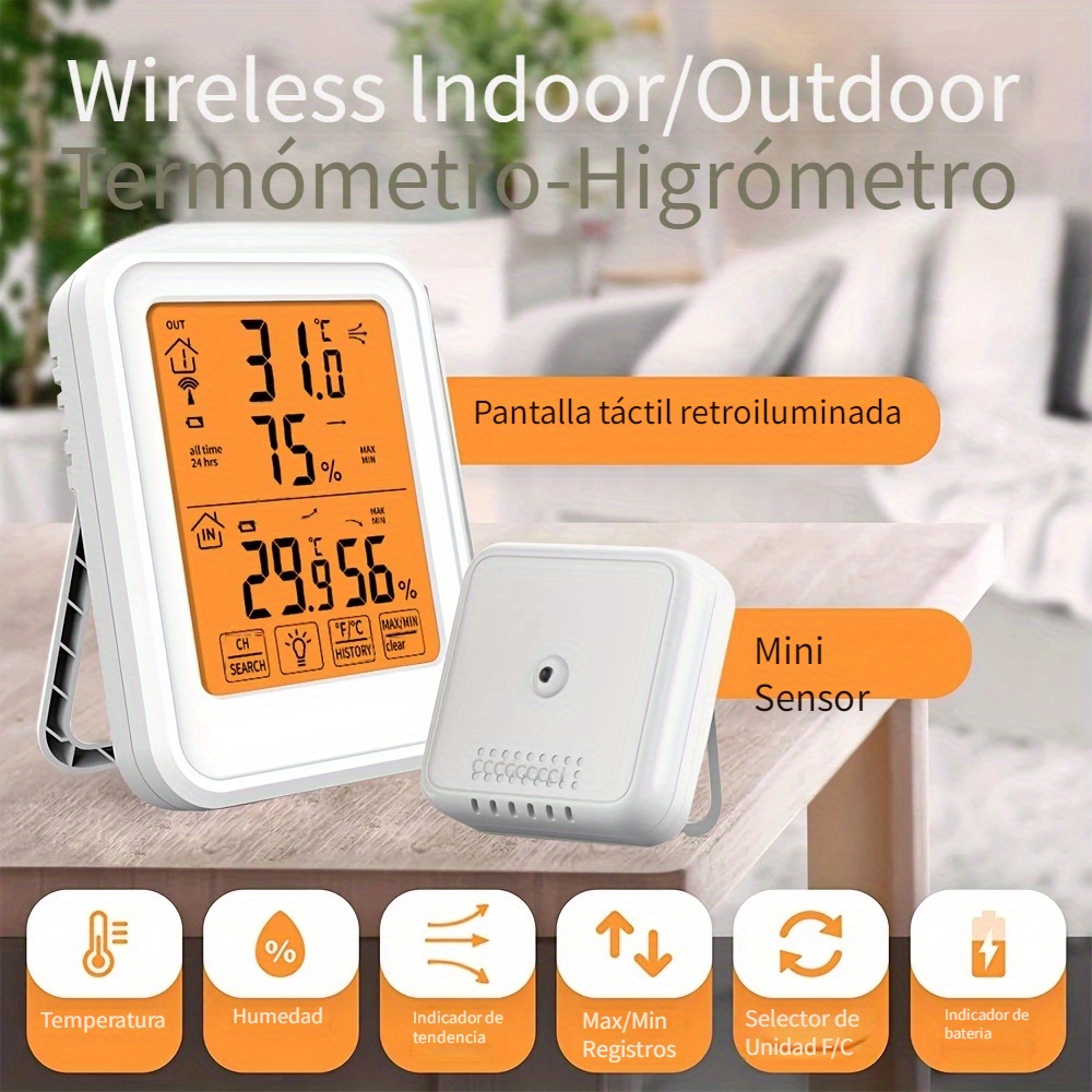 Termómetro digital para interior/exterior con sensor de