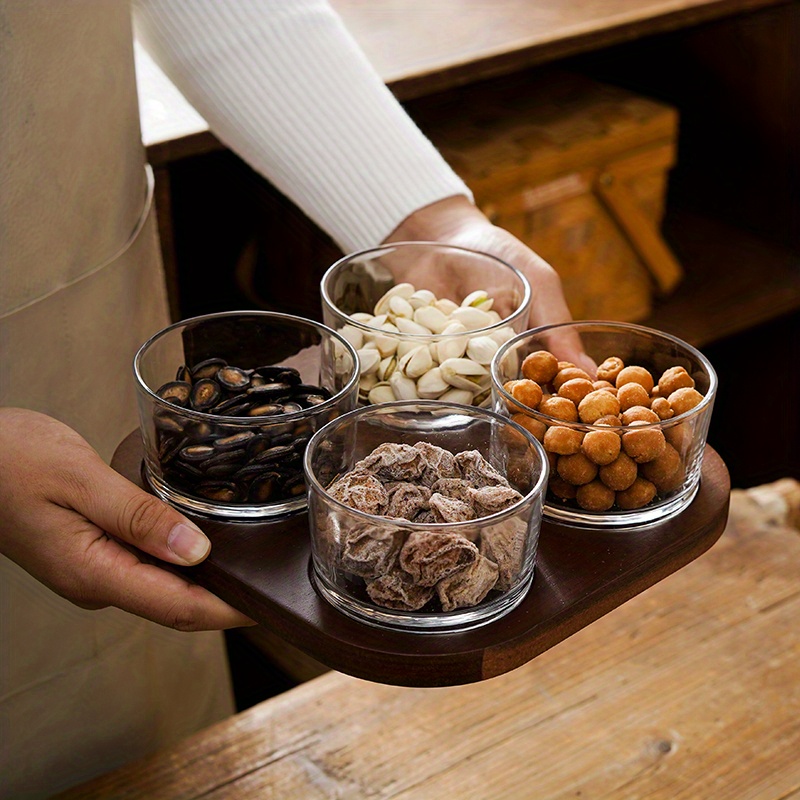 Chip And Dip Serving Set With Bamboo Tray Snack Candy Fruit - Temu