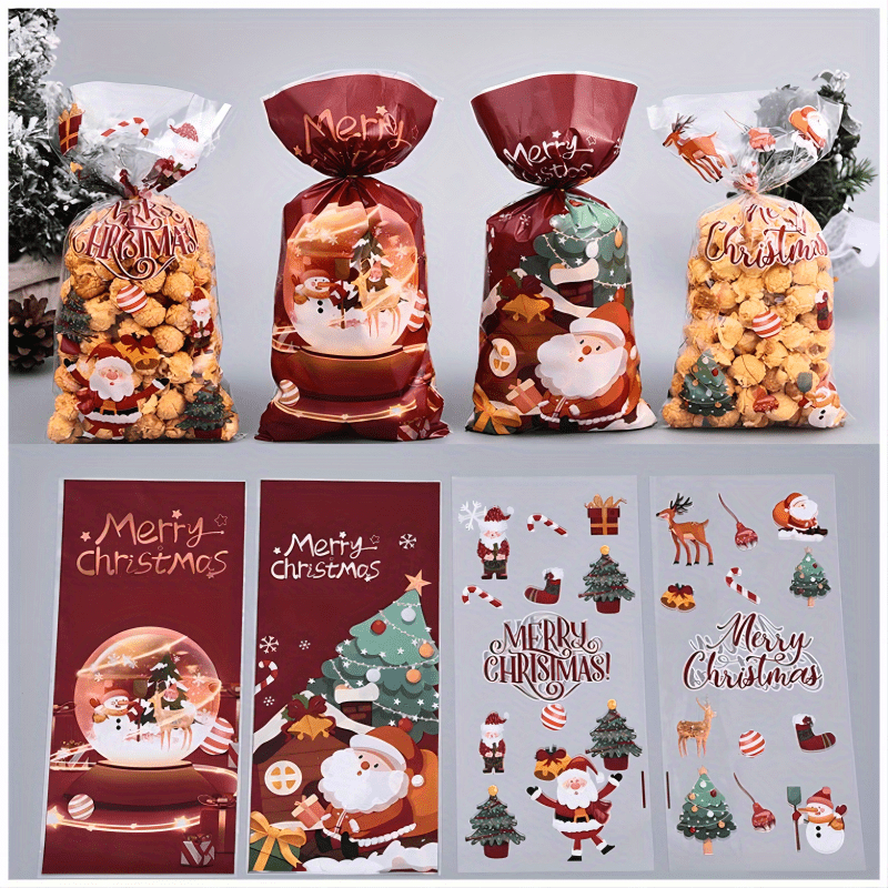 50Pcs Christmas Cellophane Bags, Candy Treats Candy Clear Bag for Christmas  Party Favors Gift, 4.9 X 10.8, Christmas Cone Bags for Christmas Party  Supplies, Xmas Cookie Snacks Bag 