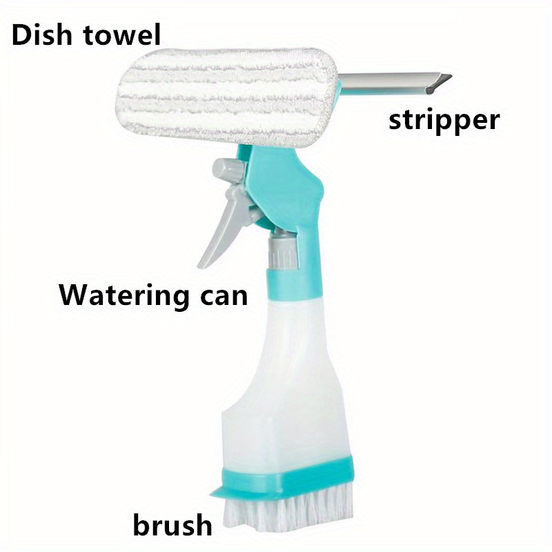 1pc 4 in 1 glass wiper with spray bottle multifunctional window wiping   and scrub brush creative cleaning brush for floor wall tile window glass cleaning supplies cleaning tool back to school supplies details 1