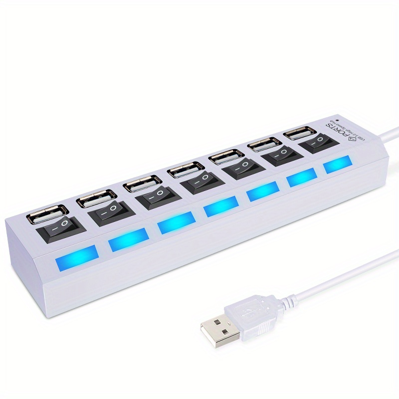 barsone Multi Port USB Hub Splitter, 7-Port USB 2.0 Hub for Laptop, USB  Port Expander with On/Off Individual Switch Compatible for All USB Device
