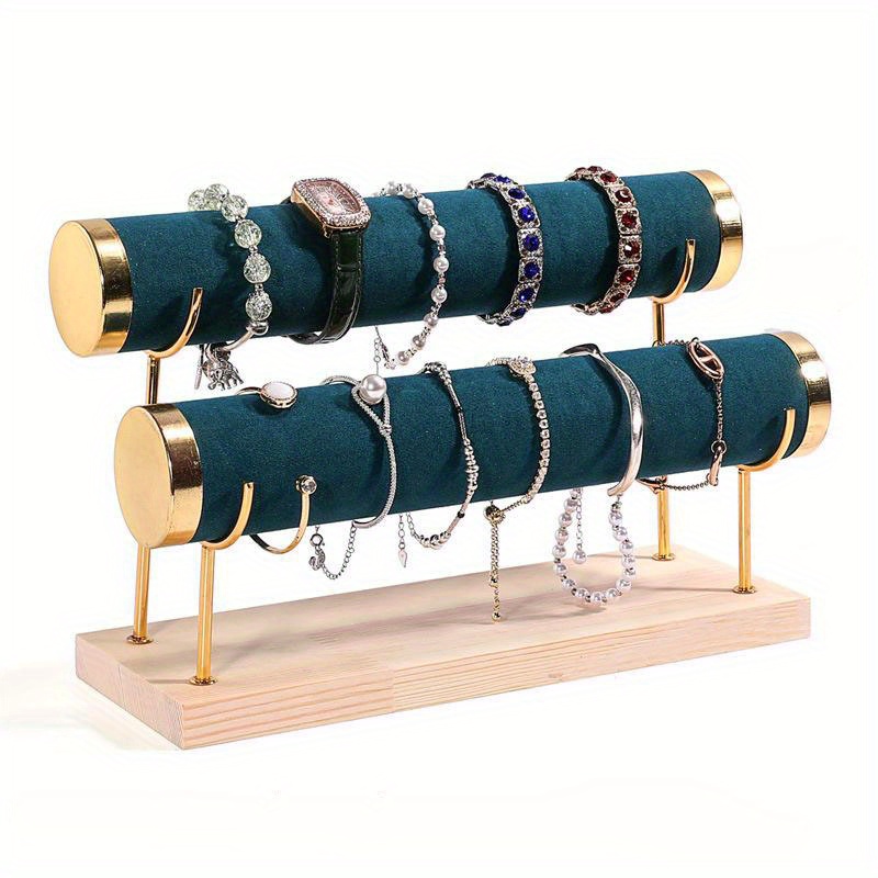 3 Tier Solid Wood Bracelet Jewelry Display Rack With Removable