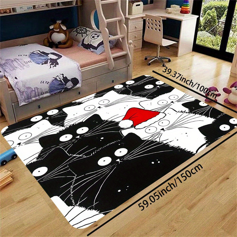 Christmas Black Printed Floor Cover Mat Indoor Contemporary - Temu