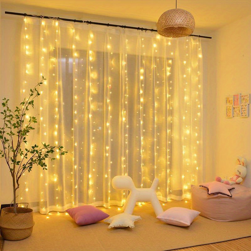 Guirlande lumineuse de rideau de plante simulée, fée féerique, lampe en fil  de cuivre, décoration murale extérieure, guirlande lumineuse d'intérieur