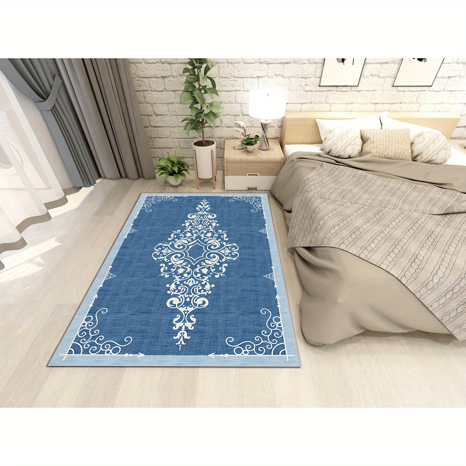 Blue Kitchen Rug Boho Anti Fatigue Kitchen Rugs, Vintage Absorbent Non Slip  Rugs,soft Faux Sheepskin Floor Mat For Living Room Bedroom Bedside, Easy To  Clean, Washable Anti-skid Throw Rugs Home Decor, Room