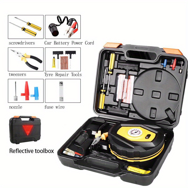 Portable Air Compressor Tire Inflator with Tire Repair Kit - 12V