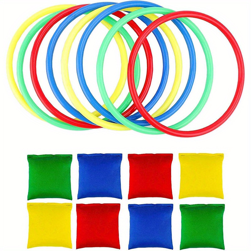 16pz Set Di Giochi Con Sacchi Di Fagioli In Nylon E Anelli Di Plastica Per  Bambini Gioco Di Lancio Di Anelli Stand Di Gioco Per Il Carnevale Giardino  Allaperto Gioco Di Velocità