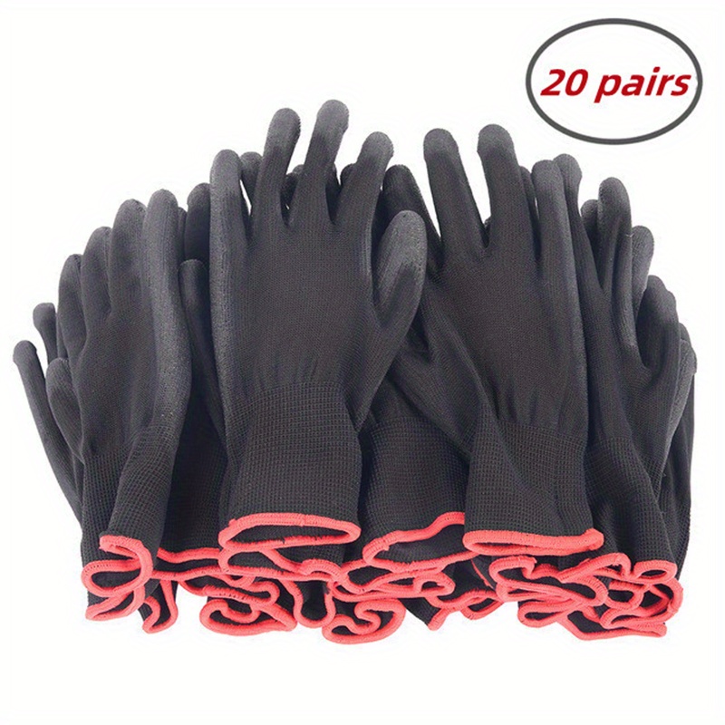 1 Pair/6 Pairs/12 Pairs Safety Work Gloves PU Coated, 13 Gauge Polyester  Glove With Polyurethane Coated Smooth Grip On Palm & Fingers, For Men &  Women