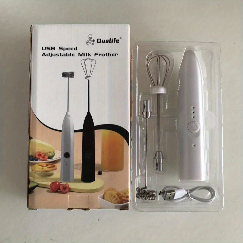 A Set Of Milk Frother With 2 Interchangeable Whisks, Luxury Nordic Style, ,  3-speed Adjustable