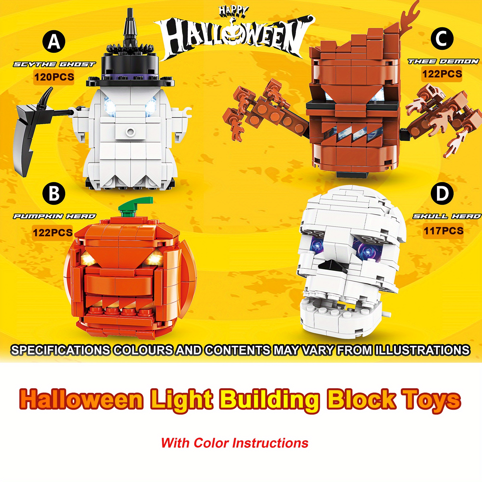  Halloween Block Brick Builder Head Pumpkin Ghost