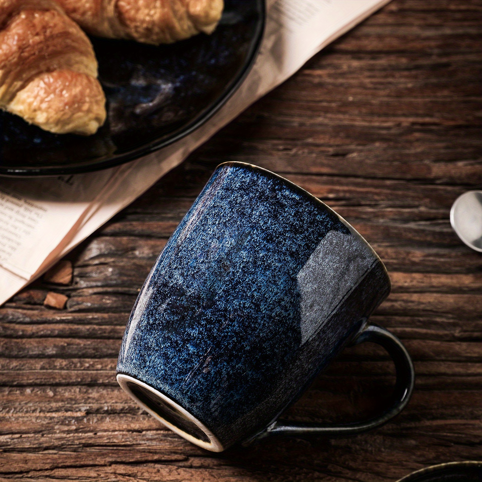 Coffee Mug,, Ceramic Mug For Men, Women, Unique Glazed Mugs With Handle For  Coffee, Tea, Milk, Cocoa, Cereal (blue) For Restaurants/cafe - Temu