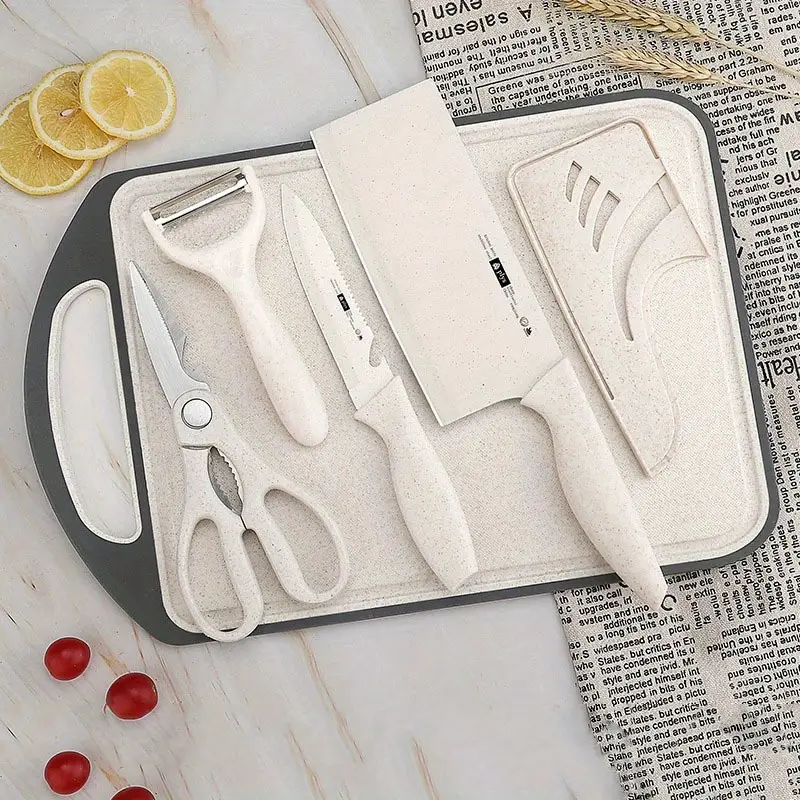Kitchen Knife Set Household Kitchen Knife Cutting Board Two-in-one Kitchen  Utensils Dormitory Cutting Fruit Cutting Board Complementary Food  Combination Full Set A - Temu