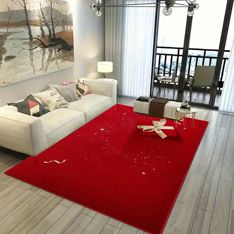 Red Christmas Mats Gifts Home Entryway Christmas Eve Carpet - Temu