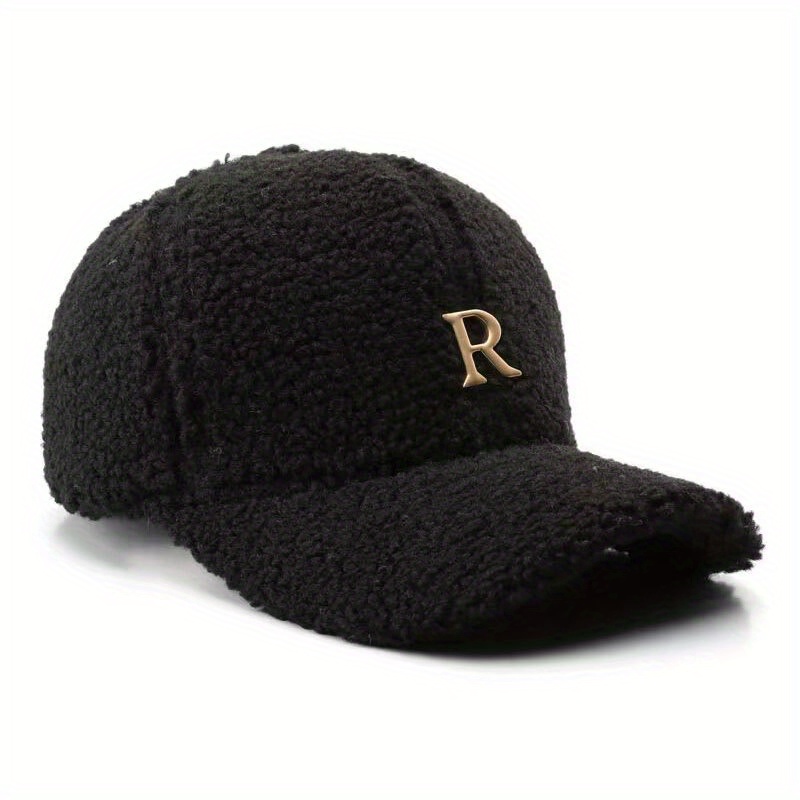 Letter R Patch Baseball Solid Color Faux Fur Fluffy Dad - Temu