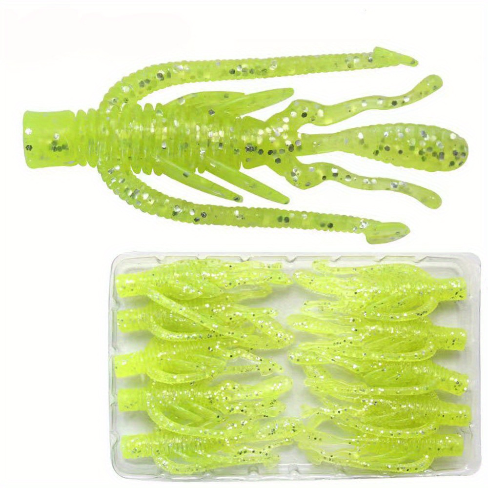 10pcs 1.97inch Soft Fishing Lure, Luminous Shrimp Lure With Hook Swivel And  Beads, Artificial Silicone Glowing Fishing Bait For Freshwater Saltwater