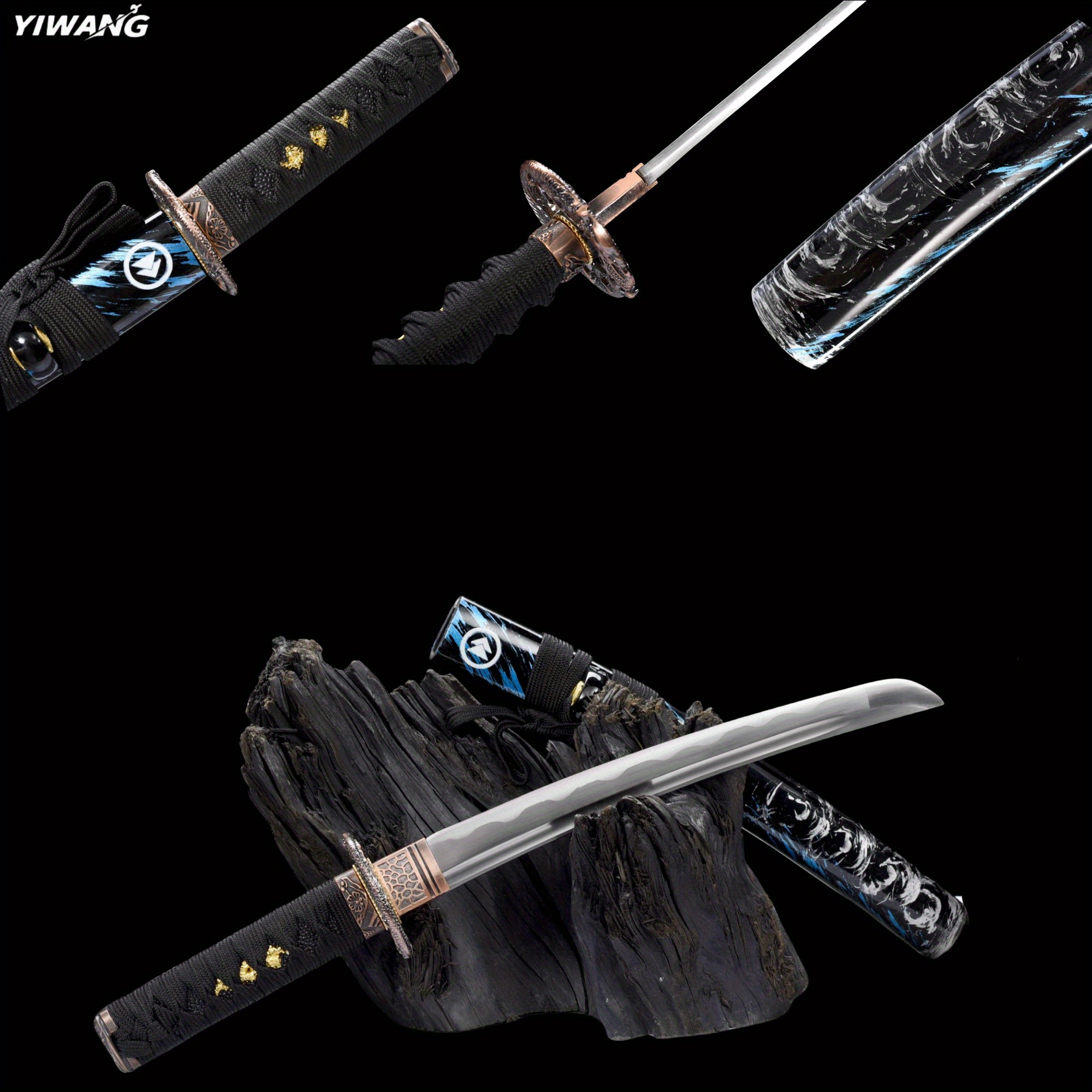 Sea Wave Japanese Samurai Katana Sword 1060 Carbon Steel - Temu