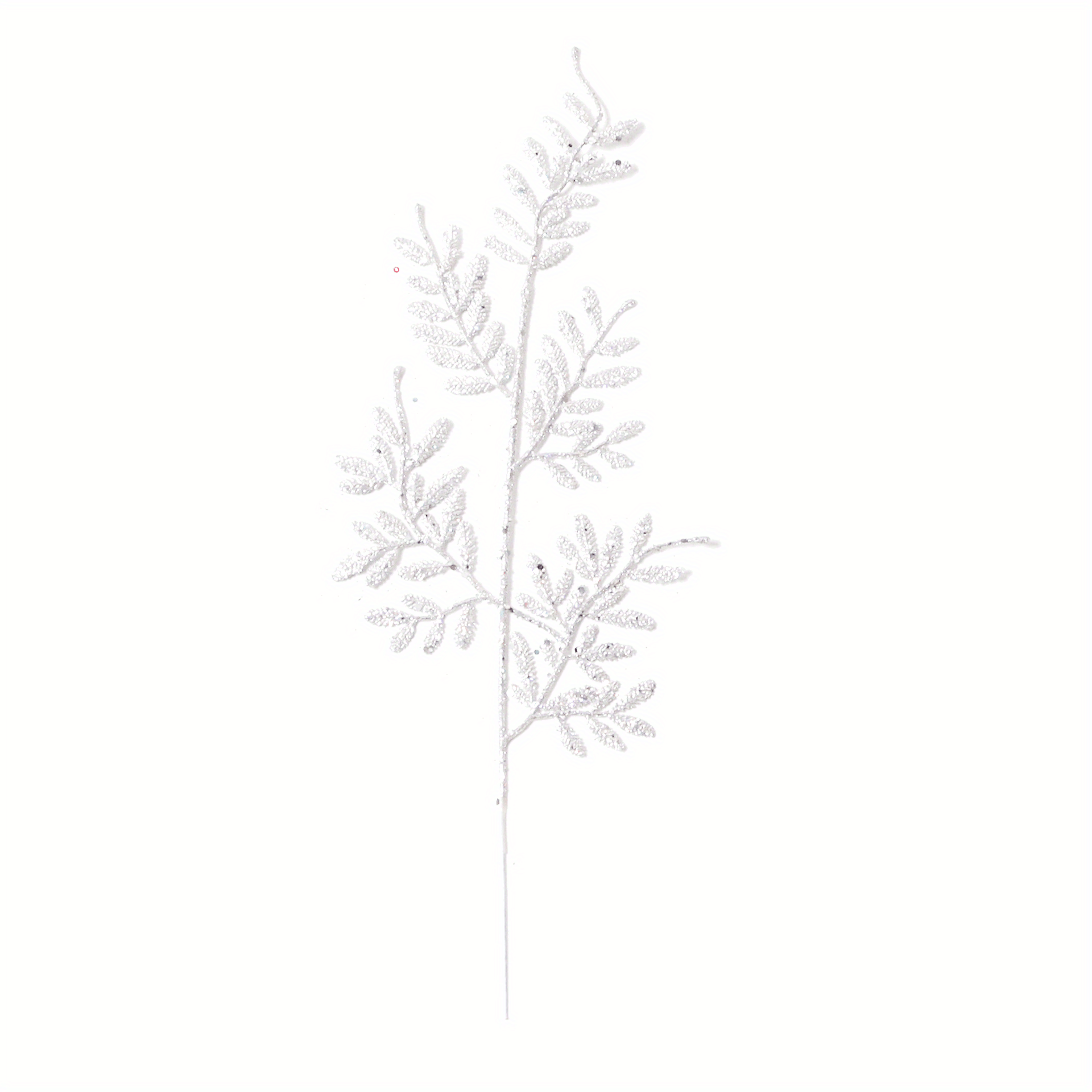 Artificial White Glitter Leaf Spray Leaf Picks Tall For - Temu