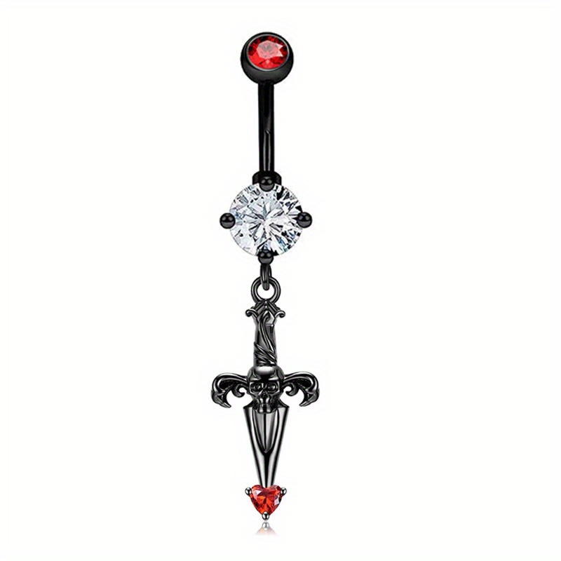 Goth Skull Umbilical Nail Stainless Steel Belly Button Ring Body