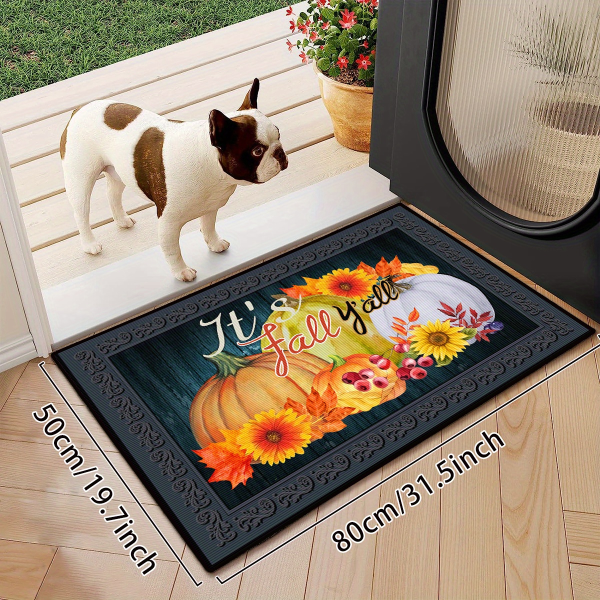 Fall Pumpkin Print Floor Mat Thanksgiving Harvest Kitchen - Temu