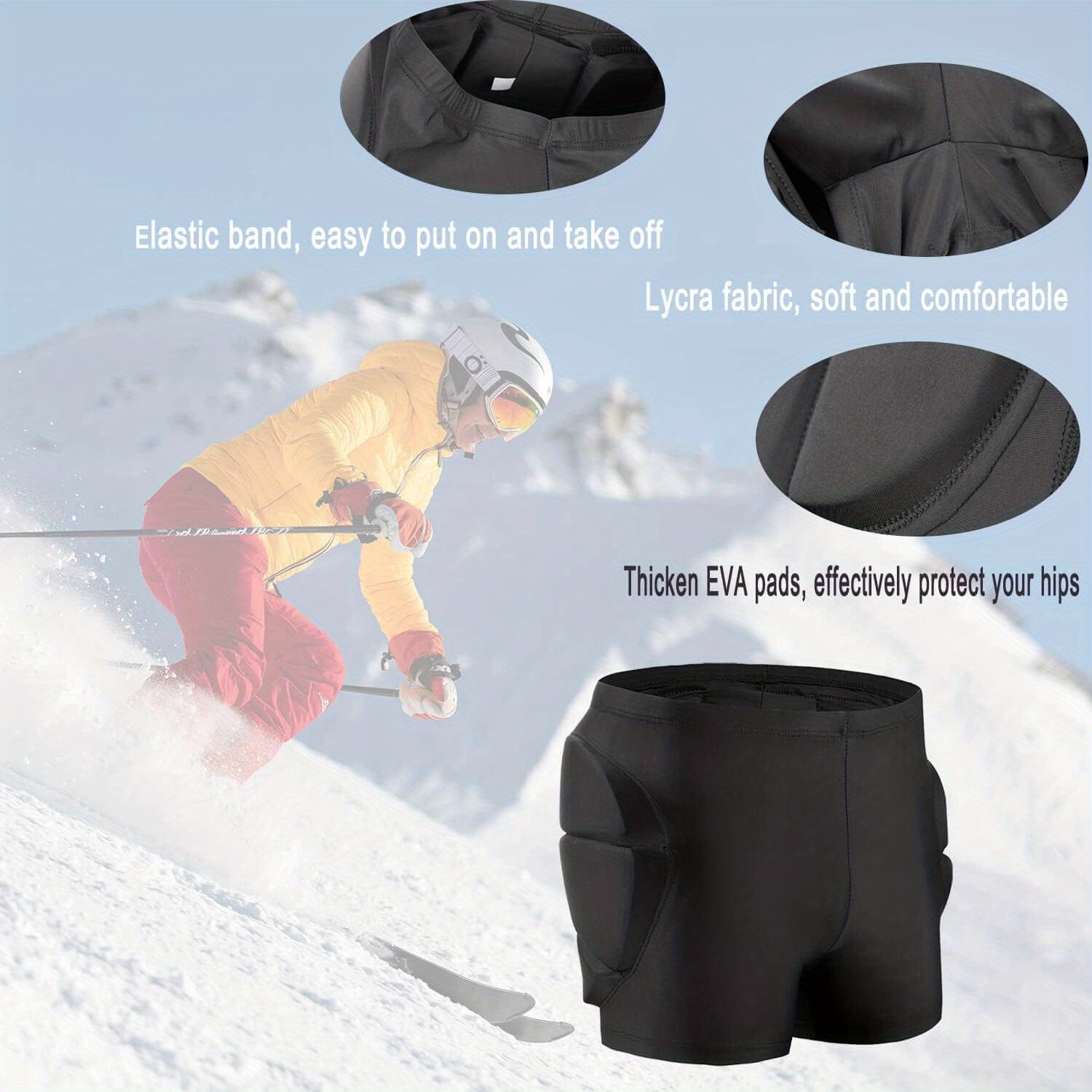 3D Ski Protective Hip Pad Padded Shorts Butt Pad Pants Snowboarding Impact  Protection Skiing Protector Sports