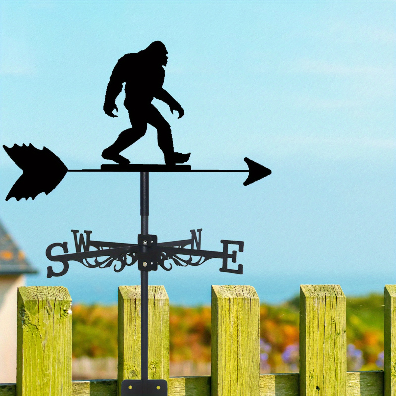 1pc Roof Animal Gorilla Weathervane Retro Metal Wind Vane Black Spray