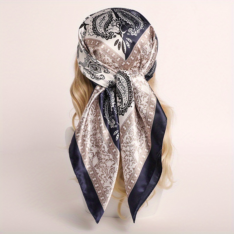 Simulated Silk Printed Square Scarf Women's Head Scarf