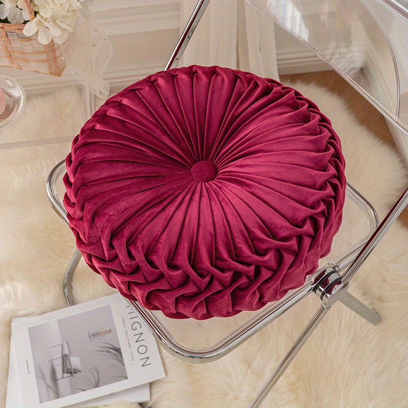 Roslynwood Shelly - Cojín redondo de terciopelo rosa polvoriento sólido  para silla, sofá, calabaza, almohada decorativa para el hogar, conchas