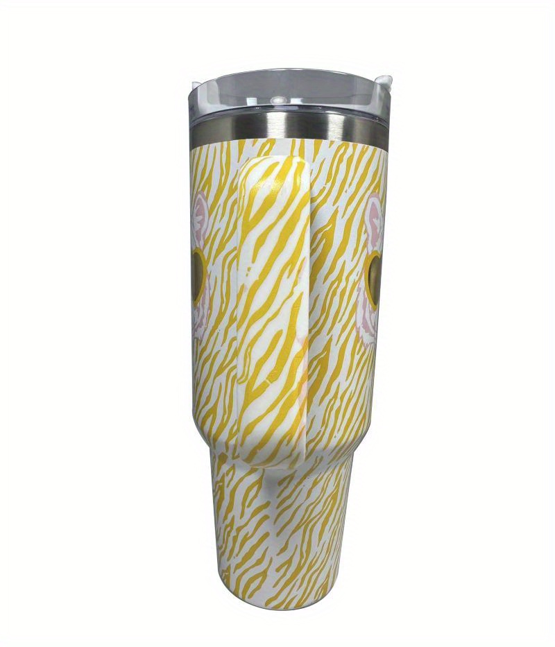 Tiger Pattern Tumbler With Lid And Straw 304 Stainless Steel - Temu