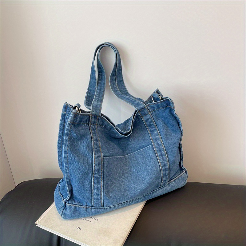 Denim Shoulder Bag Large Capacity Women Shoulder Bag Shopping Bag,Light  blue 