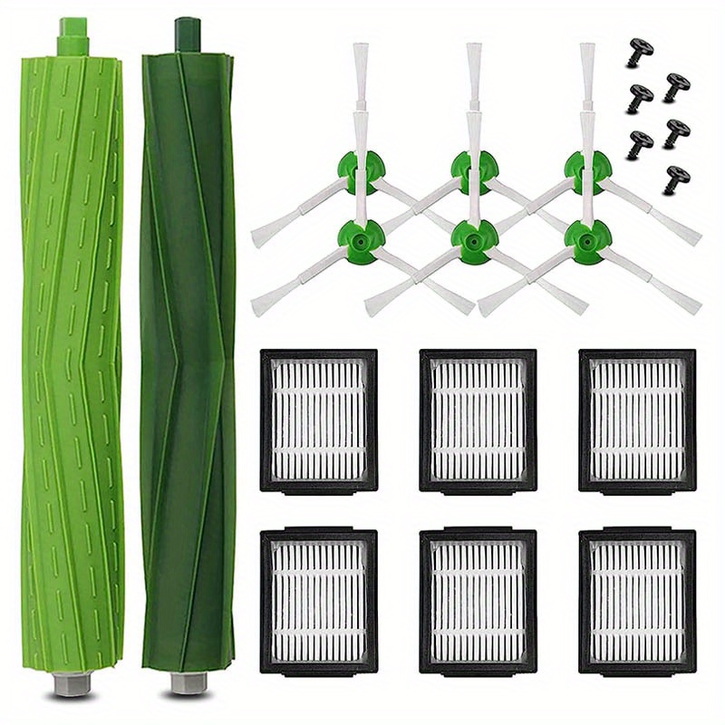 Replacement Parts for Roomba i7+ i4 E5 E6 E7 Series Vacuum Cleaner, Rubber  Brushes + HEPA Filters + Edge-Sweeping Brushes