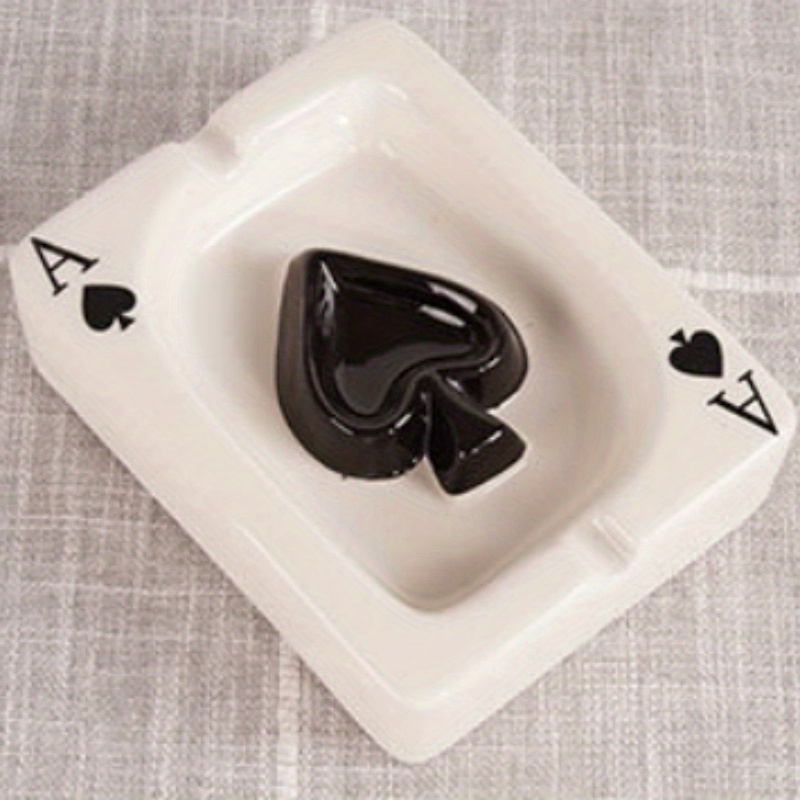1pc Creative Poker Ceramic ette Ashtray, Tabletop Portable Modern Ashtrays Ashtray For Outdoor Indoor, Desktop Smoking AshTray For Home Off