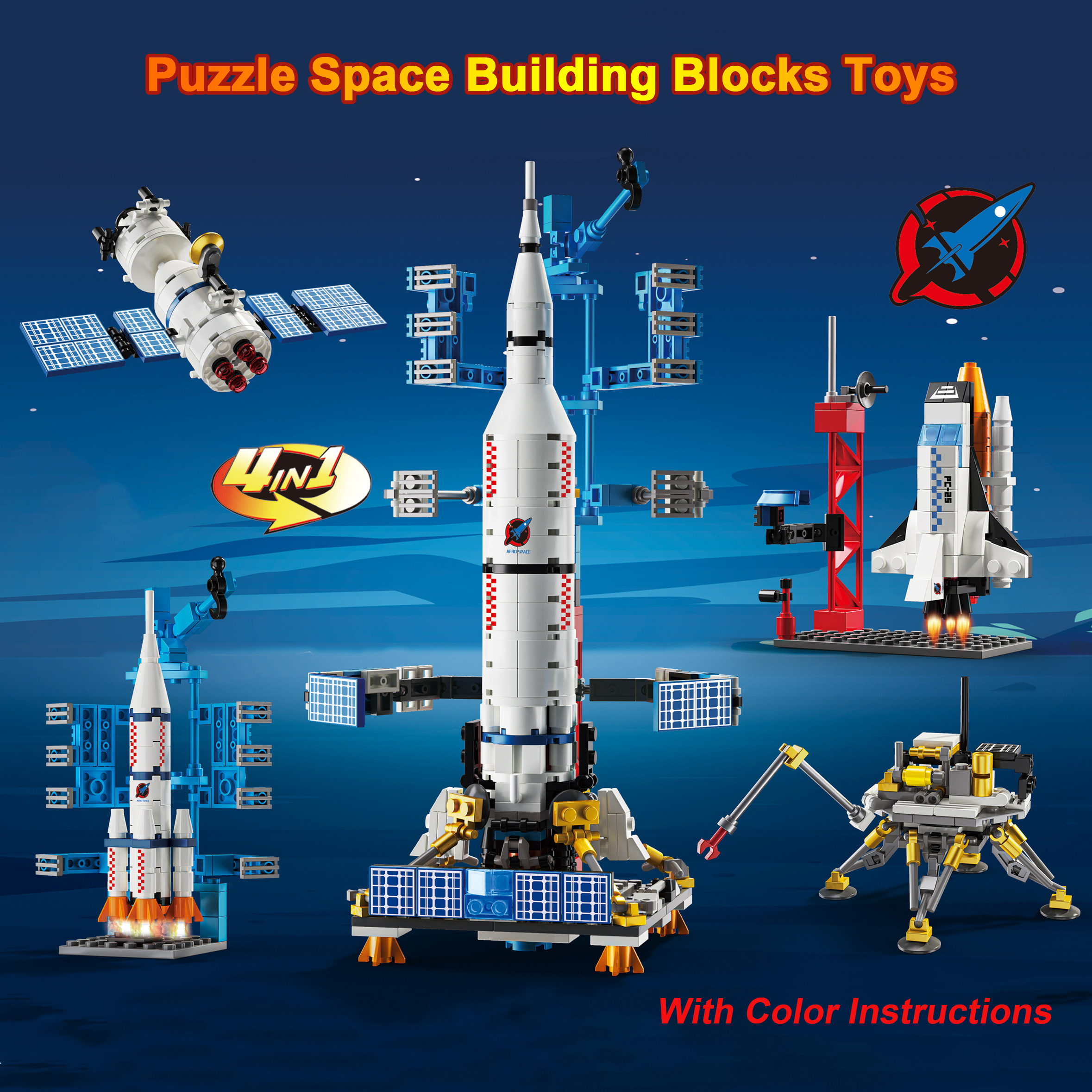 1 Puzzle City Space Building Blocks Rocket Launch Pad Temu