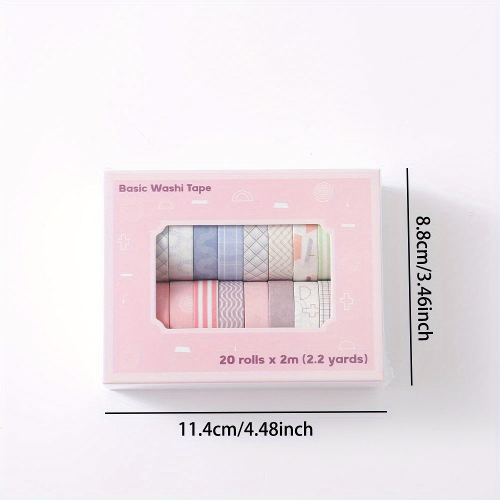 7mm*300cm 20 Rolls/box Split Thin Washi Tape Set Simple Pattern Decor Tape  Creative