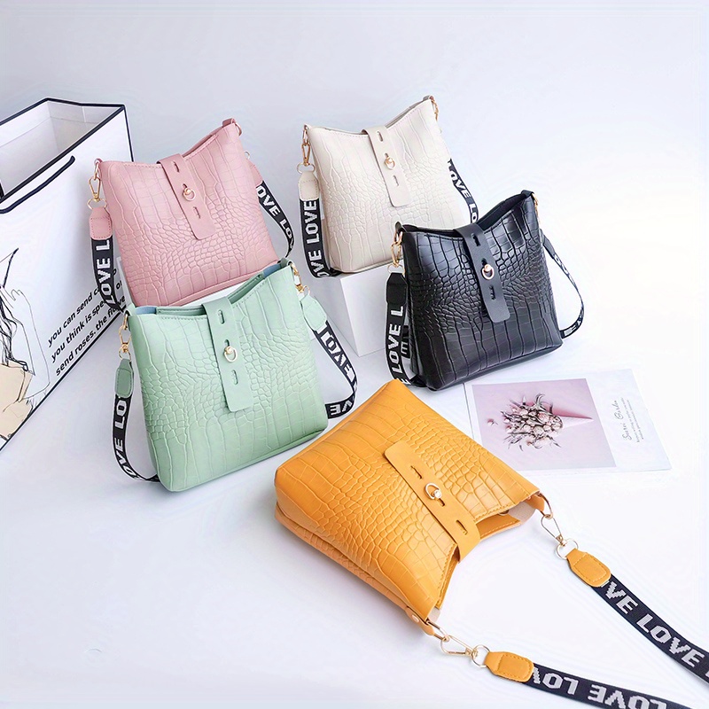 Girls Fashion Simple Small Square Bag, Crocodile Pattern Crossbody Bag,  Lightweight Chain Shoulder Bag Handbag - Temu