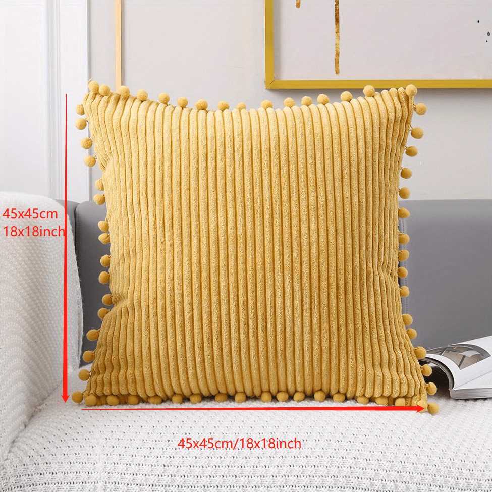 Pillow Covers and Pillow 18x18 Super Soft Decorative Striped Corduroy  Mustard Throw Pillows for Couch, 45x45 Cm