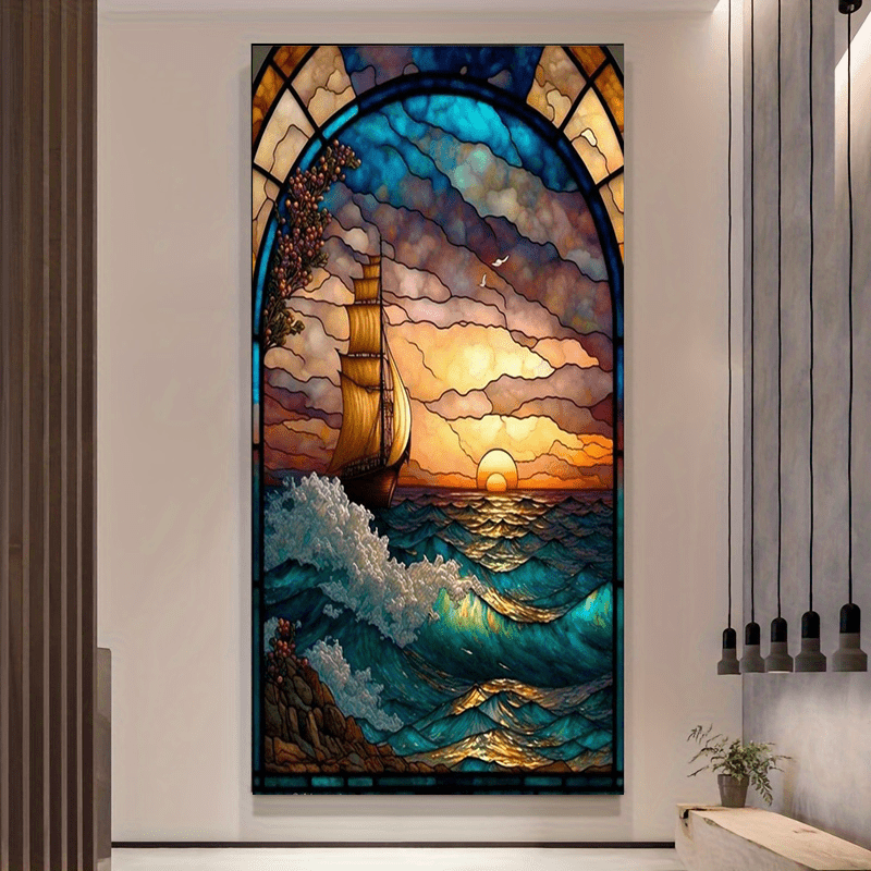 Diamond Painting - Sunset in the glas at the Sea 