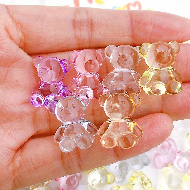 10pcs Cute Gummy Bear Beads Vertical Hole Resin Cartoon Beads For Jewelry  Making Bracelet Charms Necklace Pendant Accessories