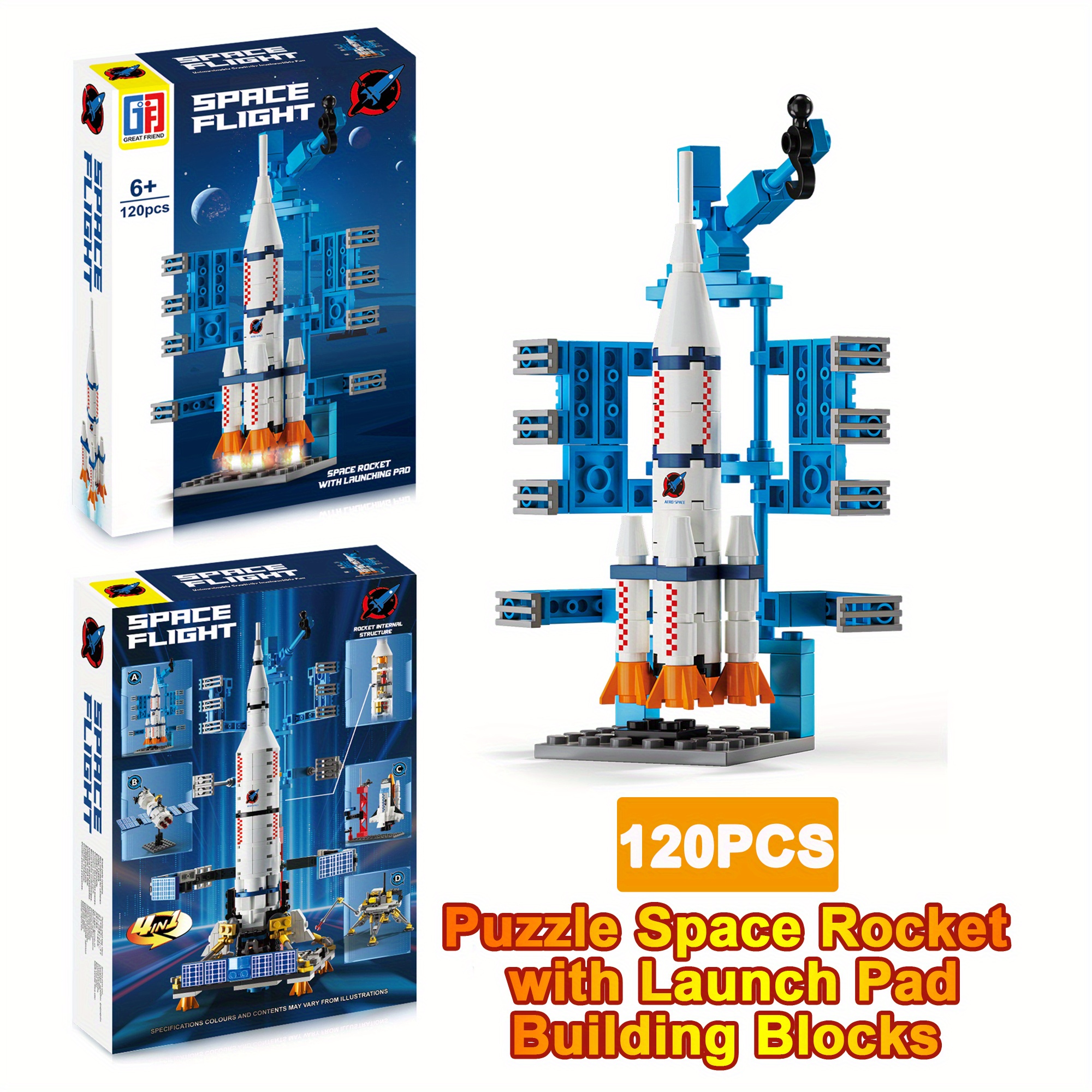 1 Puzzle City Space Building Blocks Rocket Launch Pad Temu