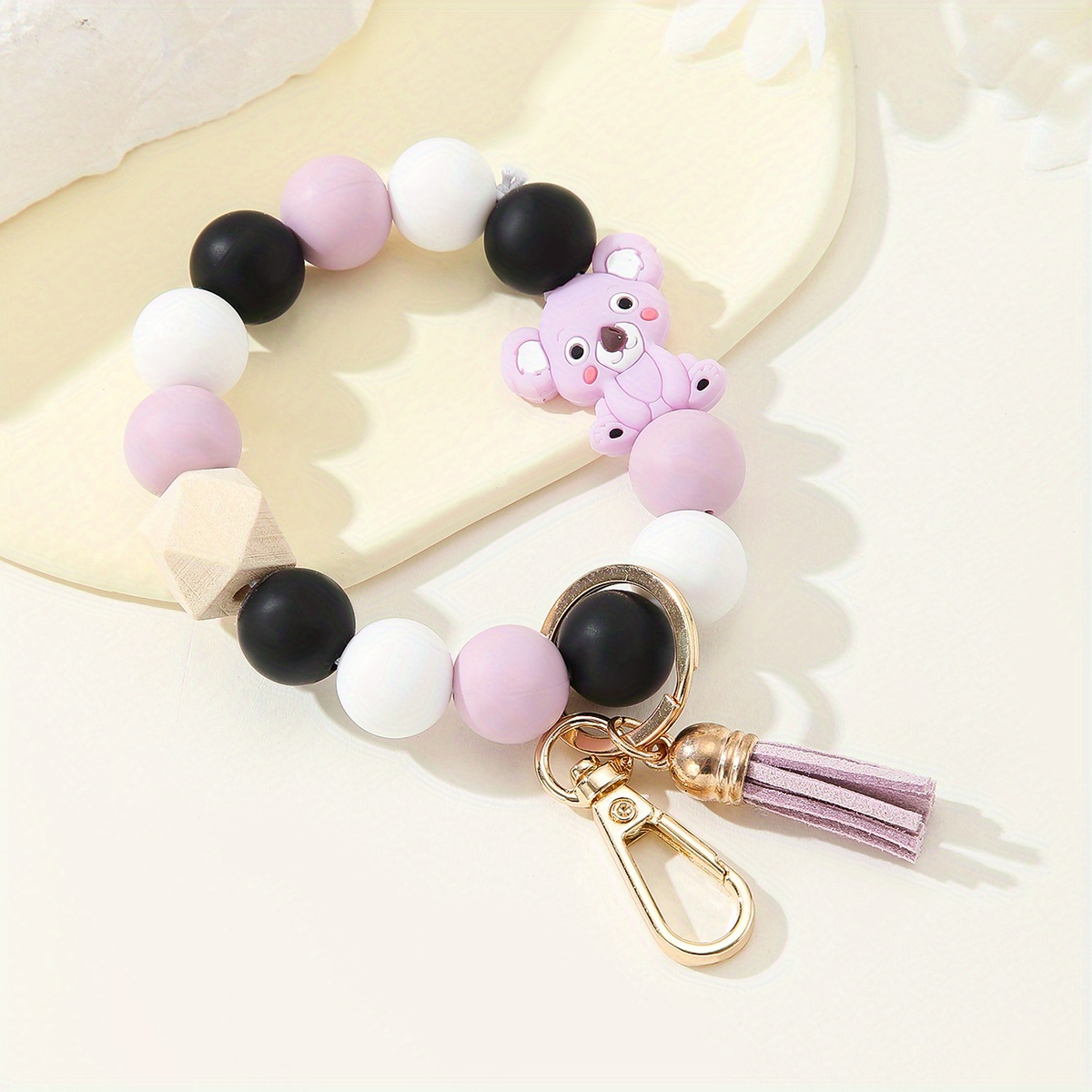 Amosfun luminous keychain Silicone Bracelet Keychain Silicone Bead Key Ring  Bracelet Wristlet Strap for Key wristlet strap for wallet lanyard for keys  detachable keychain Bag Hanging Decor at  Women's Clothing store