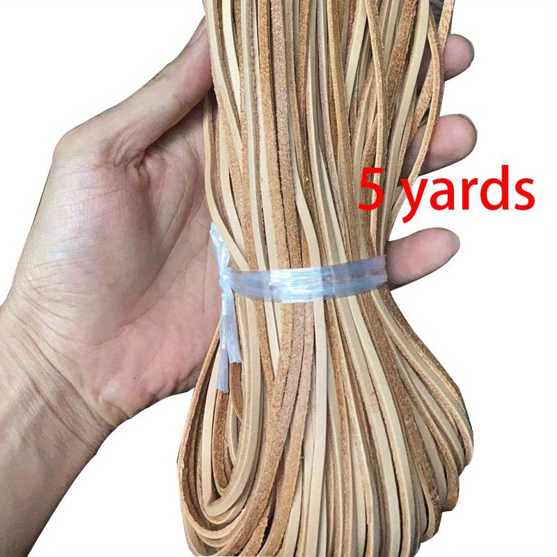 Flat Round Genuine Leather Strip Cord Braiding String Dark - Temu