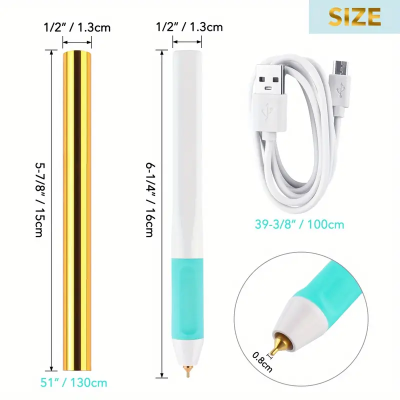Foil Embossing Pen, Quick Heating 4pcs Different Tip ABS Fun DIY USB  Charging Heat Foil Pen for Paper: : Industrial & Scientific