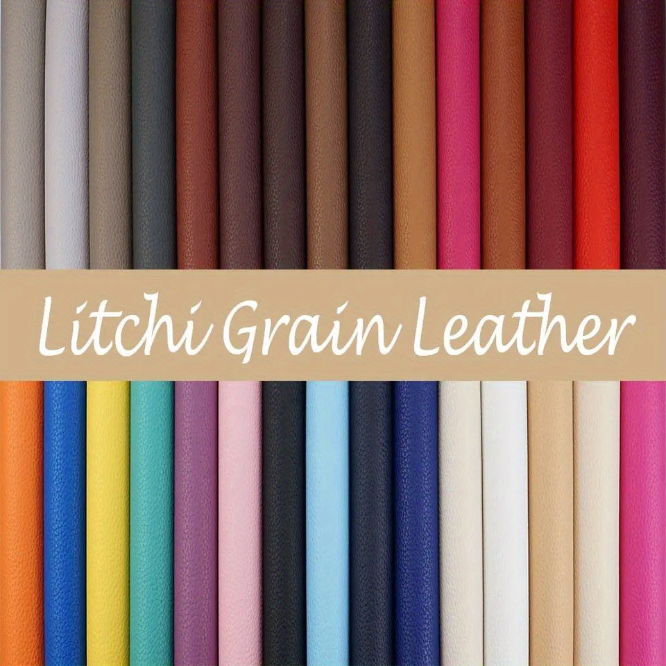  Beige Litchi Texture PU Fabric Leather 11.8x53.14 Inch
