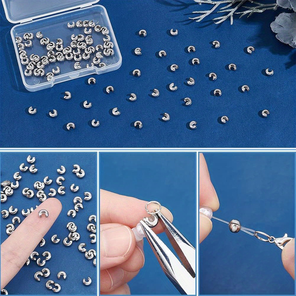 100pcs 3 Mm Round Memory Wire End Caps Beads Stainless Steel Cord End Caps Ha