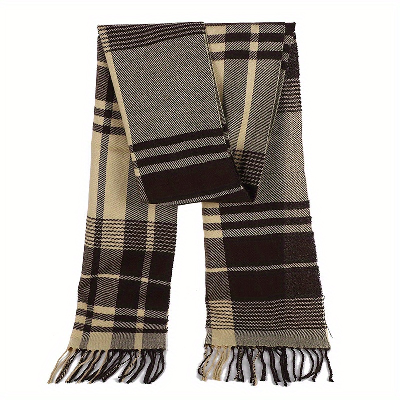 1pc Unisex Fashion Classic Plaid Coffee Brown Scarf Shawl For