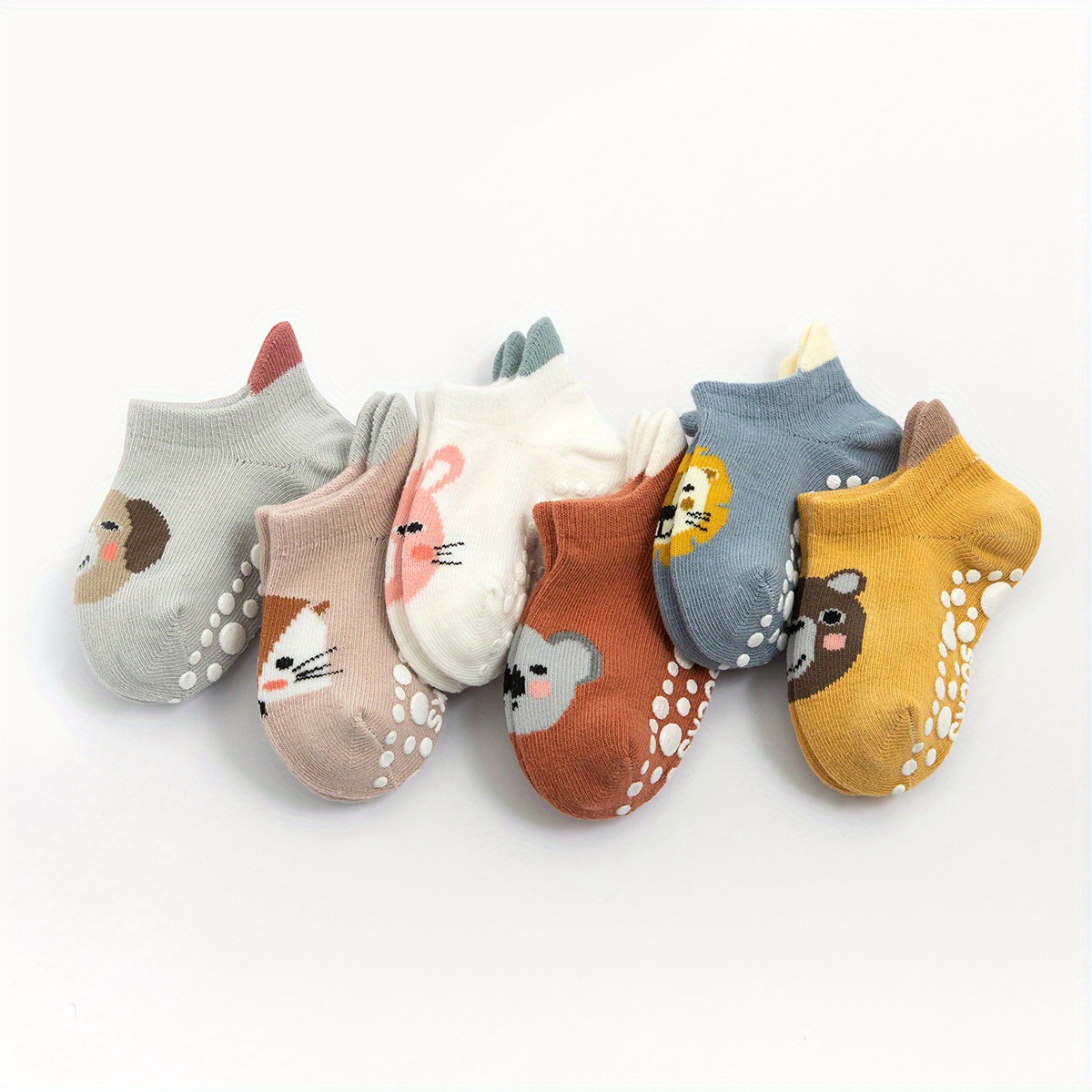 6-pair Pc Baby Boy Girl Non-slip Floor Socks Cartoon Dot Glue Socks