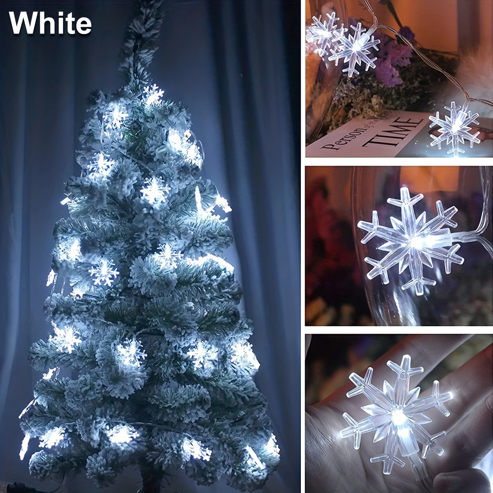 [Lot de 2] Noël Guirlande Lumineuse Intérieur,4M 40 LED Flocon de Neige  Guirlande Lumineuse à Piles Blanc Chaud Sapin de Noël[O1798]