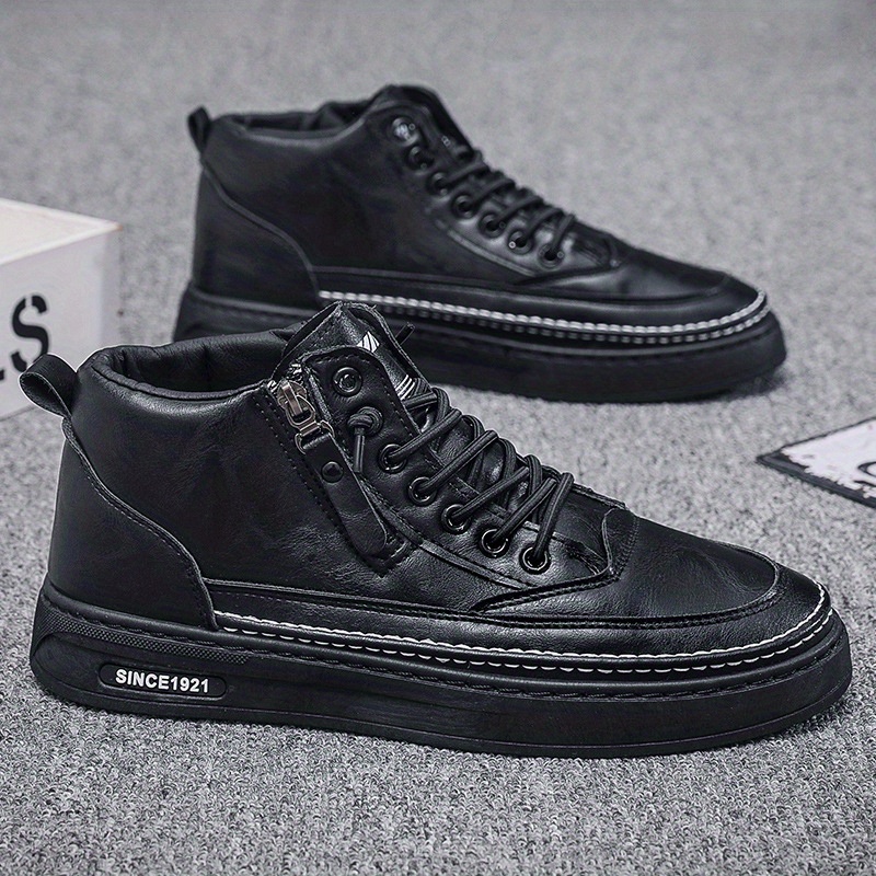 Black White Zippers High Top Mens Sneakers Shoes Boots