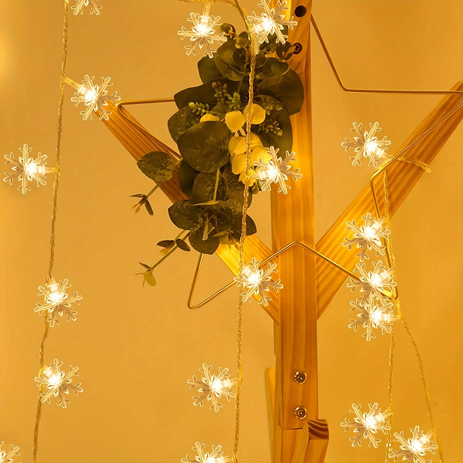 [Lot de 2] Noël Guirlande Lumineuse Intérieur,4M 40 LED Flocon de Neige  Guirlande Lumineuse à Piles Blanc Chaud Sapin de Noël[O1798]