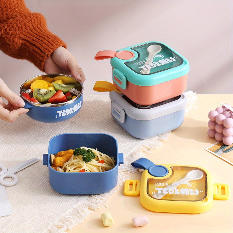 304 Portable Stainless Steel Lunch Box With Spoon - Temu