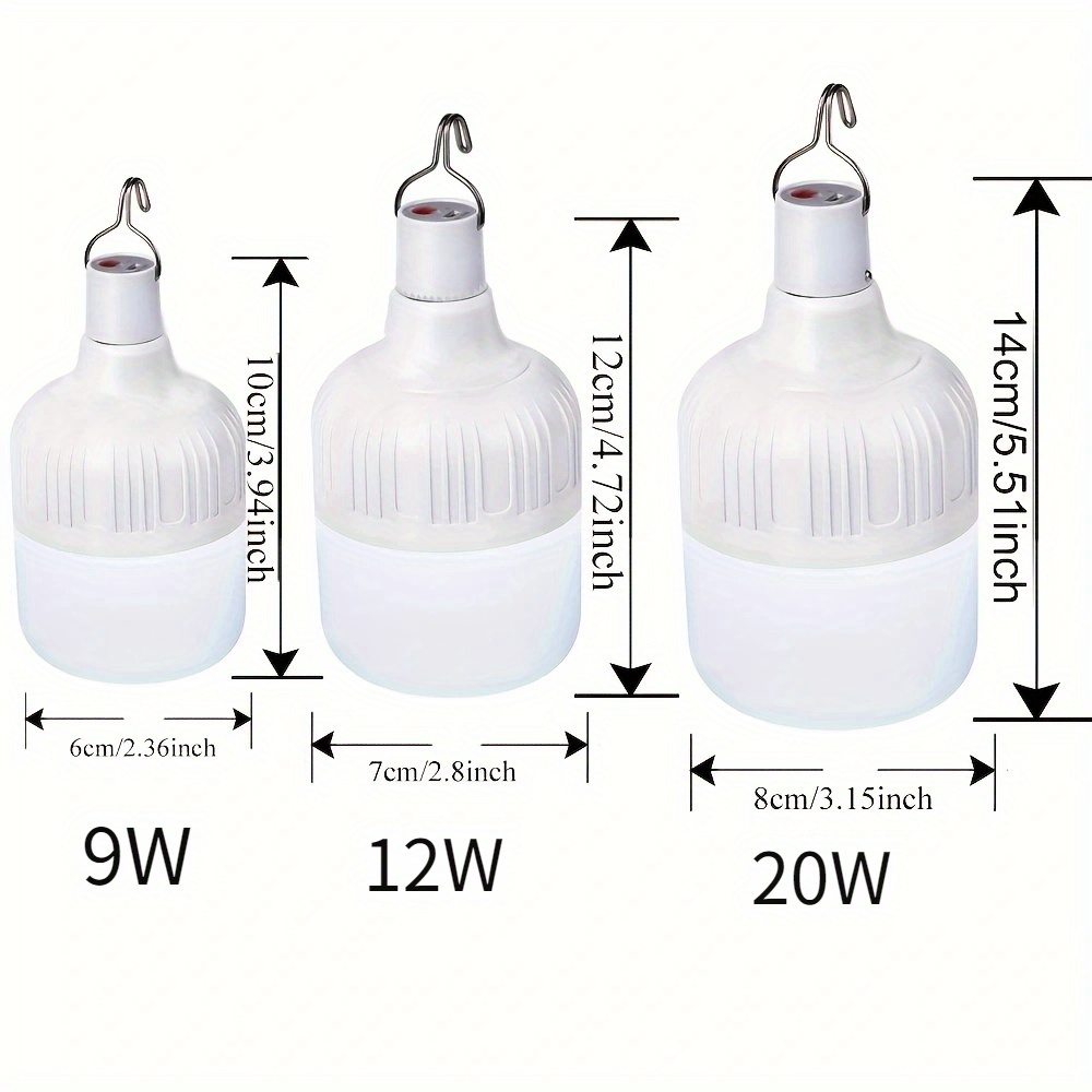 Bombillas recargables, paquete de 2 bombillas de emergencia de respaldo de  2200 mAh para cortes de energía y actividades al aire libre de campamento